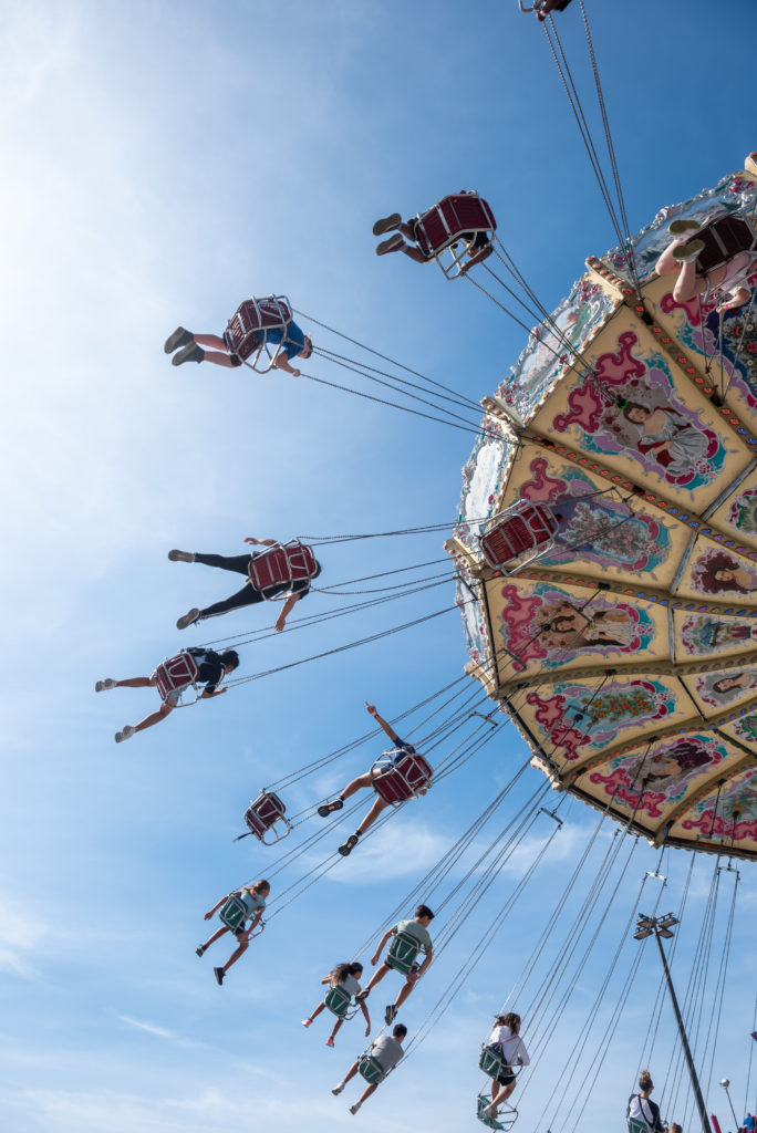 looking up at the swing ride