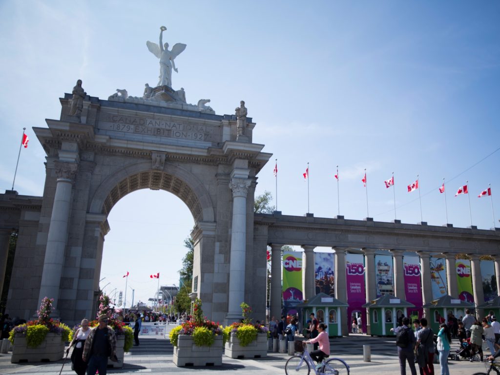 Princes' Gates during the day, image taken from the road looking into the fair.