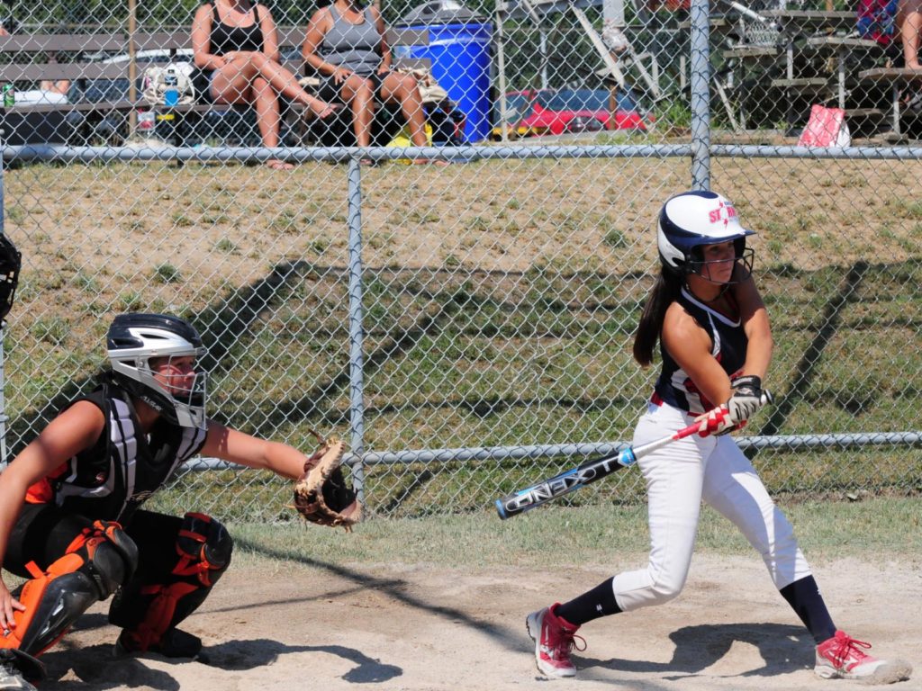 young adult girls playing baseball