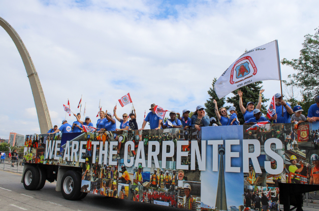 Photo of Carpenters on a float during the Labour Day Parade