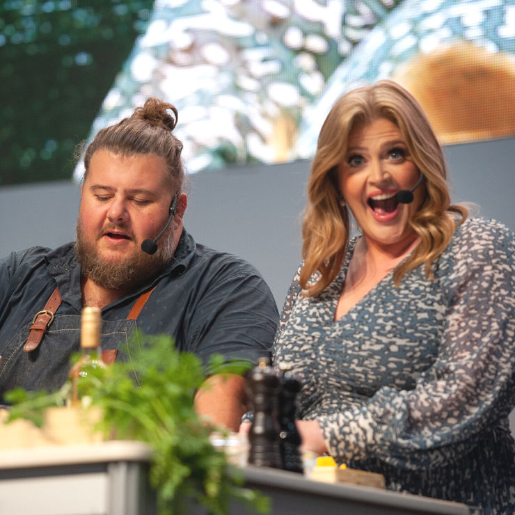 Chef Rodney Bowers and Meredith Shaw on the Kitchen Stage