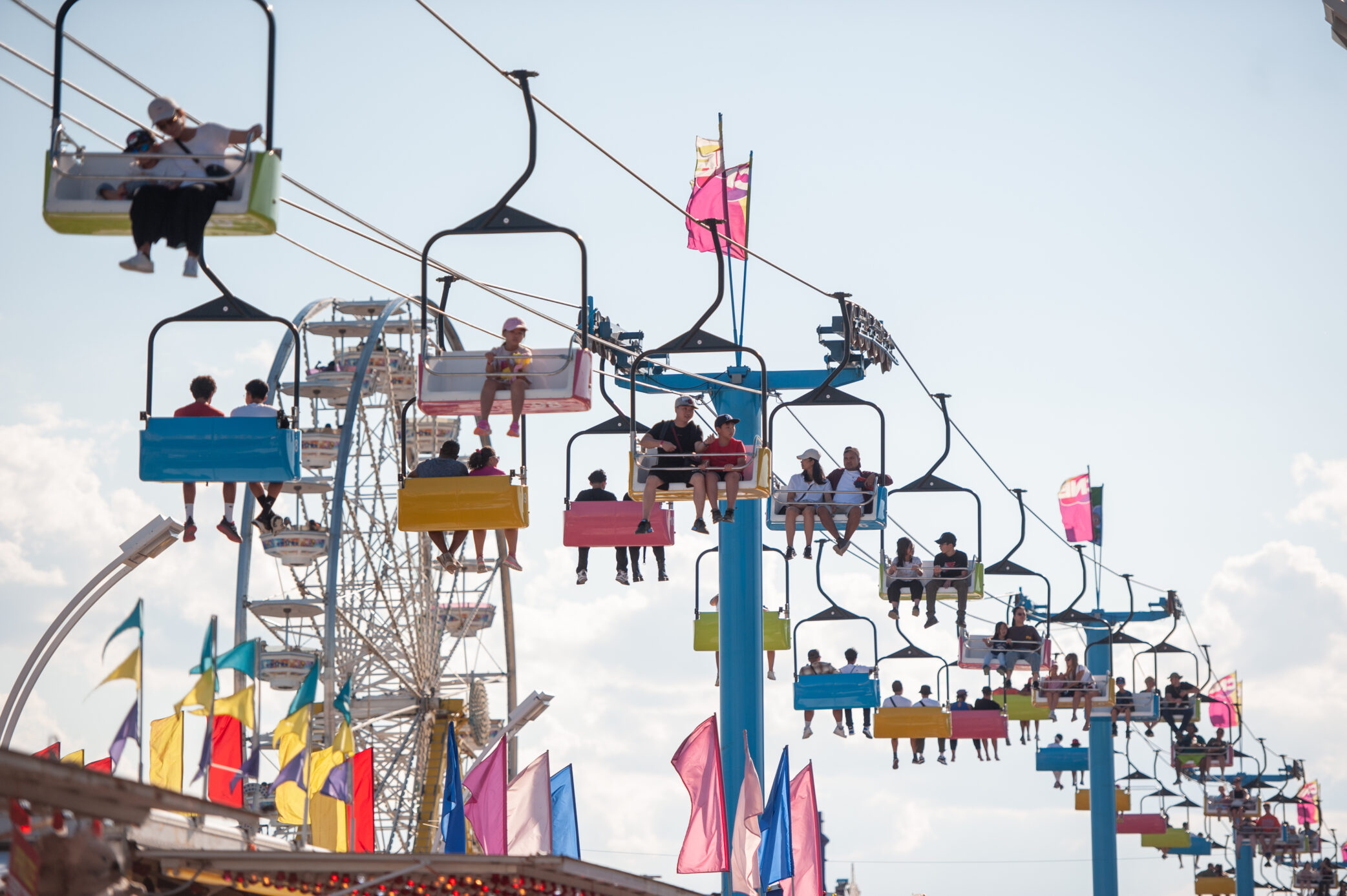 Looking up at the CNE chairlift