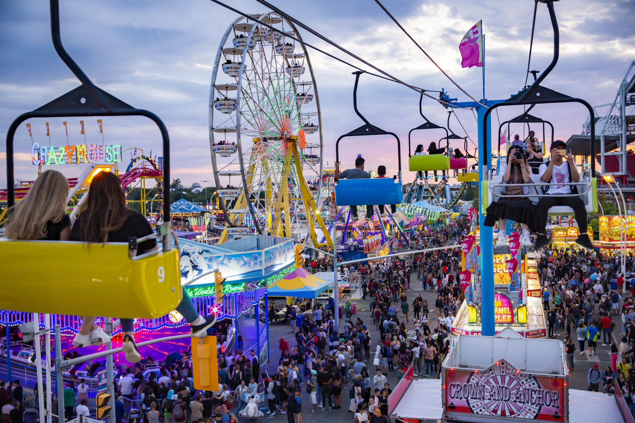 Aerial view of the CNE Midway from the chairlift